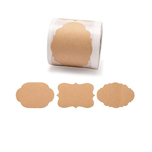 Shuny 1 Rollo Etiquetas de Regalo, Etiquetas de Botella de Vidrio, Etiquetas de Papel Kraft Natural, Frascos de Masón, Contenedores de Velas, 2x3 Pulgadas, 150 Hojas Etiquetas