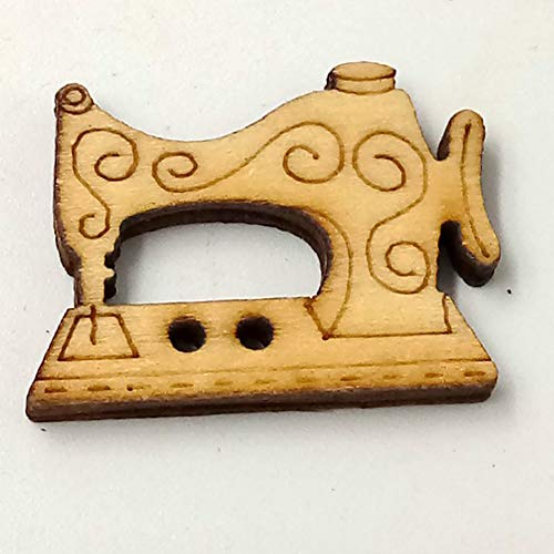 Shyymaoyi - Botones de madera hechos a mano, con 2 agujeros, diseño de herramientas de costura, para costura, álbumes de recortes, decoración de manualidades, 50 unidades, madera, Varios Colores