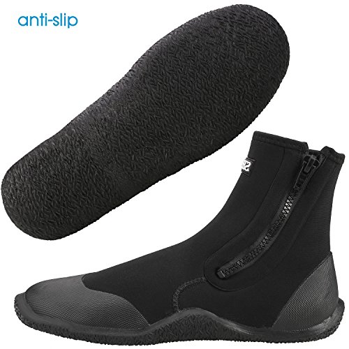 Sibba Unisex 5mm Zapatos de Buceo de Neopreno Superior con Cremallera Calzado de Agua de Natación Botas de Buceo Profesionales para Adultos (43, Negro)