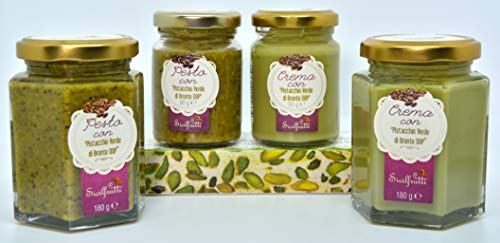 SICILFRUTTI CREMA DE PISTACHO DOP de Sicilia 90 Gr, Crema de frutos secos pistachios, crema pistacho dulce y esparcible, pistacho Bronte, para rellenar pasteles y para el desayuno.100% Made in Italy