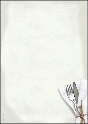 SIGEL DP125 Papel de cartas, 21 x 29,7 cm, 90g/m², Menú de restaurante, blanco y gris, 50 hojas