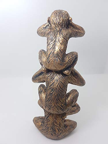 Signes - Figura decorativa de 3 monos blancos, resina, 20 cm
