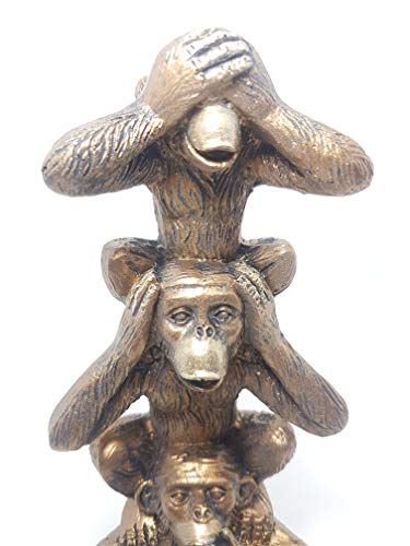 Signes - Figura decorativa de 3 monos blancos, resina, 20 cm