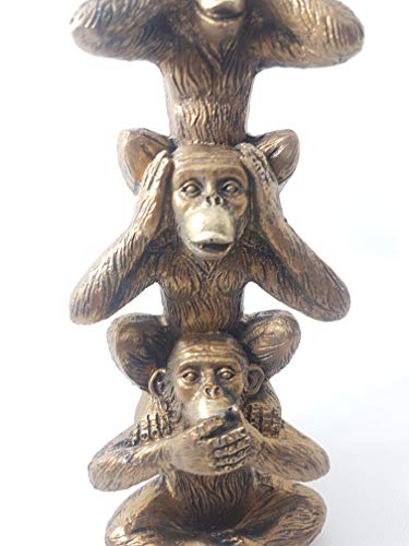 Signes - Figura decorativa de 3 monos blancos, resina, 20 cm