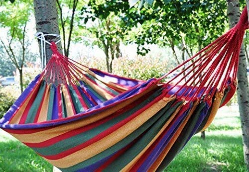 Signstek Hamaca de algodón para Exteriores (230 x 150 cm), Capacidad de Carga de hasta 300 kg, portátil con Bolsa de Transporte para Patio, jardín (Rojo)
