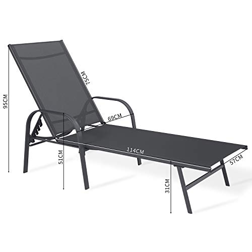 Sigtua, Tumbona de Jardin Exterior Respaldo Ajustable,Muebles de exterio para Jardín,Terraza，Balcón, Piscina, 195X69X94cm
