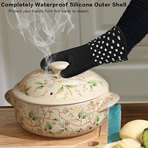 SIKITUT Guantes de Cocina,Guantes para Horno, Guantes de Silicona Antideslizantes,Oven Gloves Resistencia Térmica hasta 300 ° C, adecuados para cocinar, Hornear, Asar a la Parrilla, Negro, 1 Par