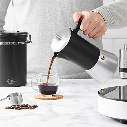 SILBERTHAL Cafetera italiana acero inoxidable | Cafetera inducción 6 tazas | Cafetera italiana clasica | Cafetera moka induccion | Cafetera italiana manual
