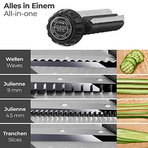 SILBERTHAL Mandolina Acero Inoxidable Profesional | Mandolina de Cocina multifuncion | Cortador de verdura | Mandolina cortadora Ajustable | Rallador Manual Verduras
