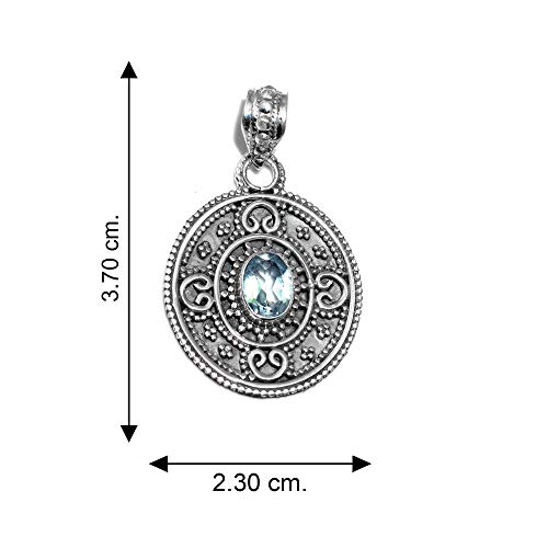 Silver Palace Colgante de Plata esterlina Hecho a Mano y topacio Azul para Mujeres y niñas