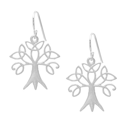 Silverly Pendientes Mujeres en Plata de Ley .925 Raíces del Árbol de la Vida Celta Colgantes Satinada