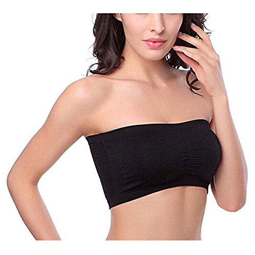 Simply Gorgeous Palabra de Honor sin Tirantes Atractivo de Las señoras sin Fisuras Tubo de Boob del Estilo del Sujetador - XXL - Negro