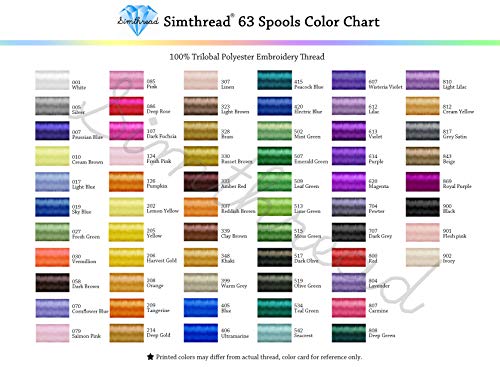 simthread 63 Brother colores poliéster 120d/2 40 peso máquina de bordado thread for Brother máquina