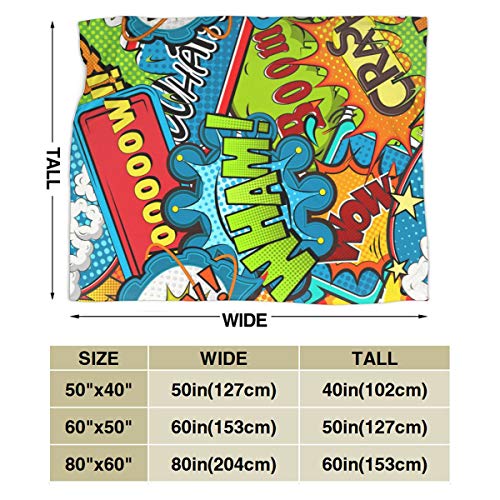 SIONOLY Soft Fleece Throw Blanket,Bocadillos de cómic Multicolores,Home Hotel Sofá Cama Sofá Mantas para Parejas Niños Adultos,75x125cm