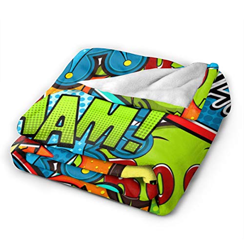 SIONOLY Soft Fleece Throw Blanket,Bocadillos de cómic Multicolores,Home Hotel Sofá Cama Sofá Mantas para Parejas Niños Adultos,75x125cm