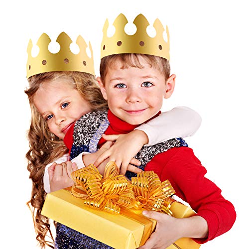 SIQUK 40 Piezas Coronas de Papel Doradas Corona de Rey Dorada para Niños y Adultos Fiesta y Celebración de Cumpleaños, 5 Estilos