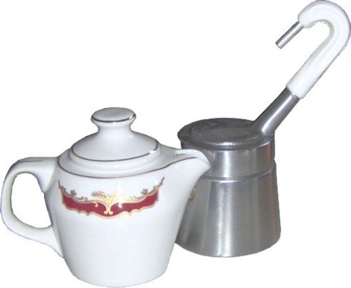 Sirge Cafetera Moka 4 tazas de porcelana, diseño de Final certificada Mary 55 y oro