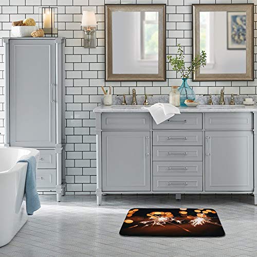 Sitear Sparklers Feliz año Nuevo {Personalizado, Personalizado} Alfombra de baño de Terciopelo Coral Suave Durable Antideslizante Cocina Absorbente Pad, Lana Coral, Color1, 50 * 75 * 0.8cm