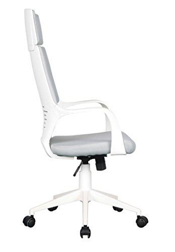SixBros. Silla de Oficina Sillón de Oficina Silla giratoria Tela Gris/Blanco - 0898H/2253