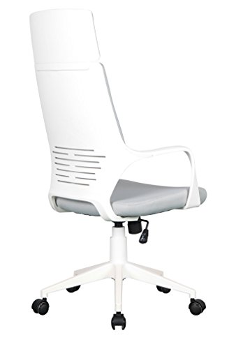 SixBros. Silla de Oficina Sillón de Oficina Silla giratoria Tela Gris/Blanco - 0898H/2253
