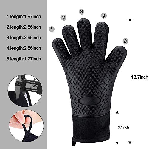 Skevic Guantes para Horno, Manoplas Horno de Silicona - Guantes Cocina Resistentes al Calor hasta 350ºC - Guantes Horno Profesional para Barbacoa, Olla, Hornos, Chimenea Impermeable y Antideslizante