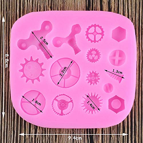 SKJH Engranaje Tornillo Fondant Pastel Molde de Silicona Maquinaria Industrial Molde de Chocolate Herramientas de decoración de Pasteles