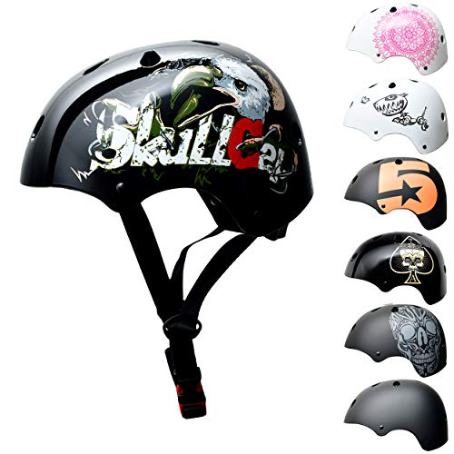 SkullCap® Kids BMX & Skate Helmet - Bicicleta Y Scooter Eléctrico, Diseño: Eagle, Talla: S
