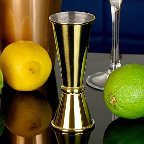 SKY FISH Vaso Medidor Cocktail Double, Japones Dorado 1-2 oz para Bar Medidores de Licores de Estilo Japonés Cocktail Jigger Measures para Bar y Hogar (Golden)