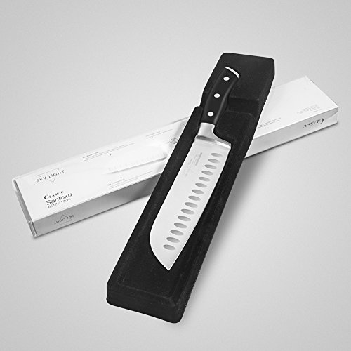 SKY LIGHT Cuchillo japonés Cuchillo Sushi Pro Cuchillo Santoku 17cm, Alemania Cuchillo de Acero Inoxidable de Sushi para Cocina y Restaurante