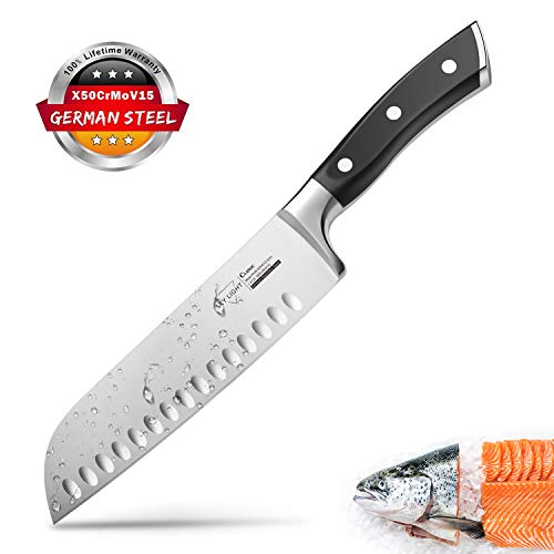 SKY LIGHT Cuchillo japonés Cuchillo Sushi Pro Cuchillo Santoku 17cm, Alemania Cuchillo de Acero Inoxidable de Sushi para Cocina y Restaurante