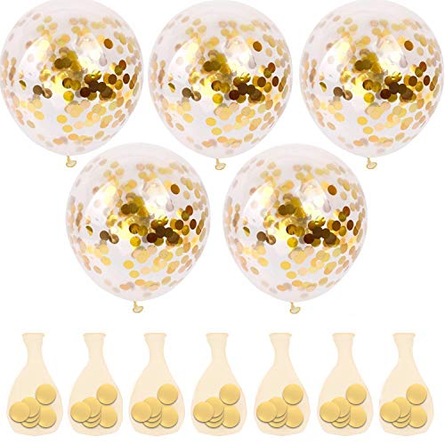 SKYIOL Globos Confeti Oro 50 Piezas 30 cm Helio Látex Lentejuelas Globo Ballons para Niños Niñas Damas Fiesta Celebración Decoración Cumpleaños Boda Día de San Valentín Regalos Novia, Set 6
