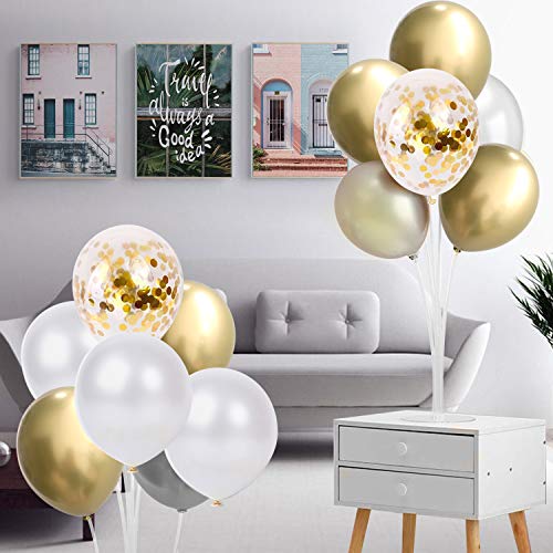 SKYIOL Globos Helio Azul Blanco Oro 50 Piezas 30 cm Metalizado Confeti Globo para Niños Unisex Decoración de Fiesta Celebración Cumpleaños Boda Bebé Bautizo Día de San Valentín Navidad, Set 4