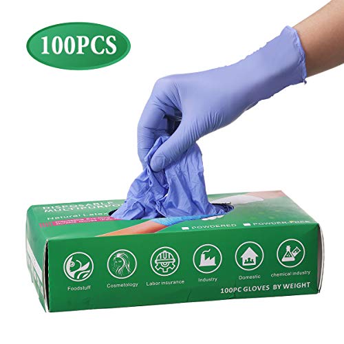 Slimerence Guantes médicos desechables de nitrilo, sin polvo, alimentos estructurados, industria química doméstica, caja azul de 100