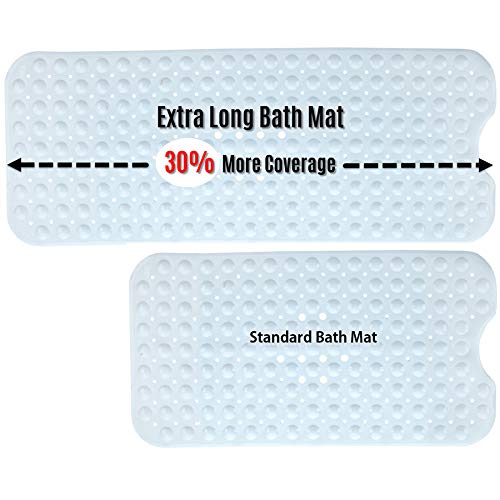 SlipX Solutions El tapete de baño extralargo agrega una tracción Antideslizante a Las tinas y duchas: ¡30% más Que Las esteras estándar! (200 Ventosas, 99 cm de Largo - Cobertura extendida, Blanco)