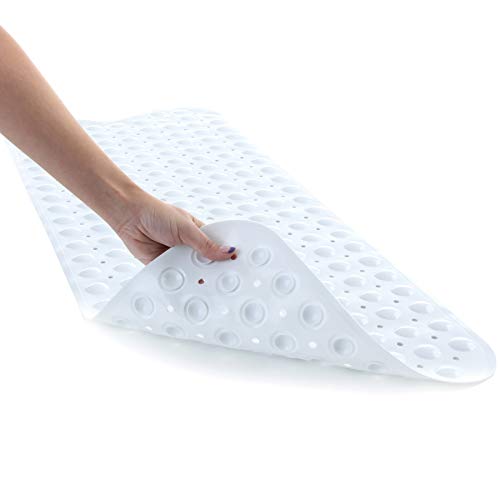 SlipX Solutions El tapete de baño extralargo agrega una tracción Antideslizante a Las tinas y duchas: ¡30% más Que Las esteras estándar! (200 Ventosas, 99 cm de Largo - Cobertura extendida, Blanco)