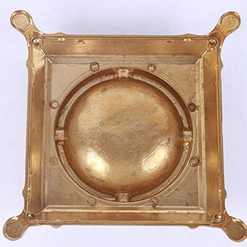 Slivy Cenicero Europea Vendimia con la Tapa de Metal a Prueba de Viento de Cobre Cigarrillos Cenicero Cenicero for Fumadores 3D Dibujo Grabado de Fumar for Home Hotel Restaurante Oficina Decoración