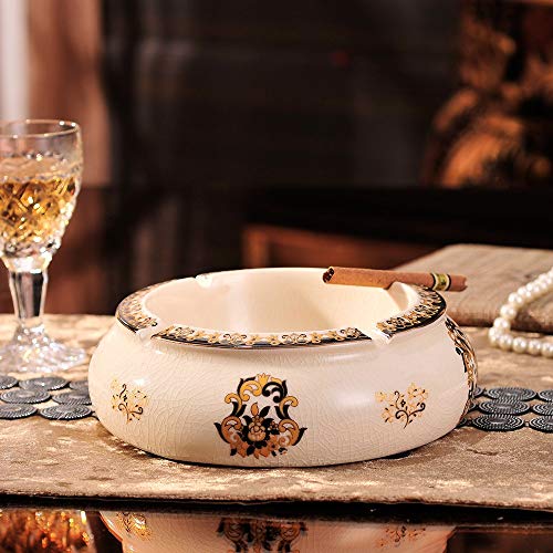 Slivy Cerámica de Mesa Cenicero Cenicero de Cigarrillos Vintage Europeos for la Cubierta Uso en Exteriores, Hielo Grieta Porcelana Fumadores Cenicero for Home Hotel Restaurante Oficina Decoración