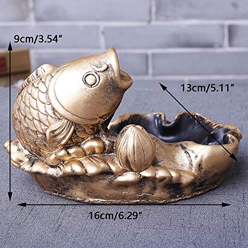 Slivy Creativa Pescado Cenicero de Resina Cigarrillos cenicero portátil for Las artesanías Interiores o Exteriores, Fumadores Cenicero for Hombres Mujeres Home Hotel Restaurante Oficina Decoración