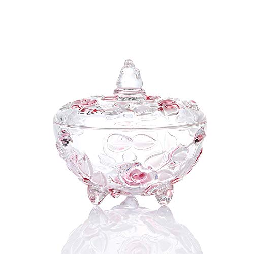 Slivy Tallados a Mano cristalino de Cristal Cenicero Cenicero de Cigarrillos de Flores de múltiples Funciones del joyería de Caramelo, Brillante Escritorio Fumadores Cenicero for el hogar decoración