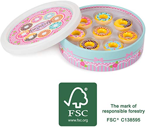 small foot company-Donuts Small Foot, 8 Piezas en una Bonita Caja de Regalo, Tienda Comercial, certificada 100% FSC, barnizada con Colores inofensivos. Juguetes, Multicolor by Legler 11069