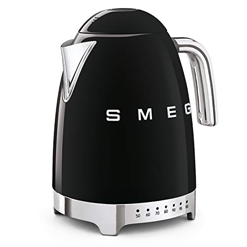 SMEG Calentador de Agua electrico, hervidor KLF04BLEU, 2400 W, 1.7 litros, De plástico, Acero Inoxidable, Negro