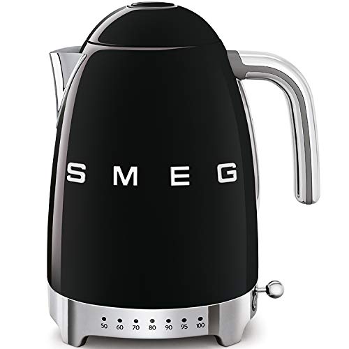 SMEG Calentador de Agua electrico, hervidor KLF04BLEU, 2400 W, 1.7 litros, De plástico, Acero Inoxidable, Negro
