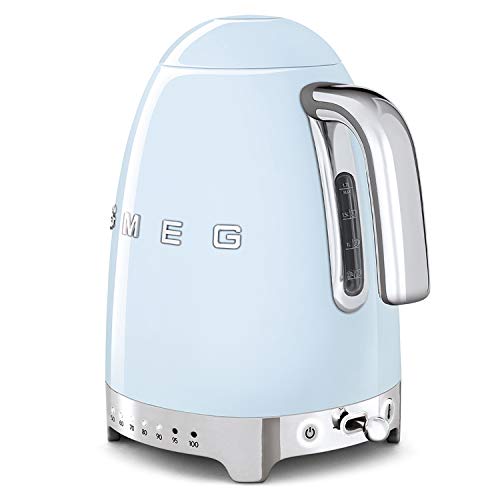 SMEG Calentador de Agua electrico, hervidor KLF04PBEU, 2400 W, 1.7 litros, plástico, azul pastel