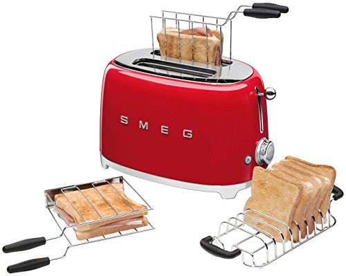 Smeg Rejilla para Hacer sándwiches, Accesorio de de tostadora TSSR01, Metal, 2 Ranuras, cromo/negro
