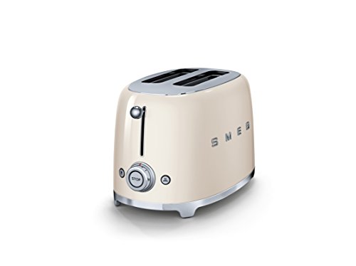 SMEG Tostador TSF01CREU, 950 W, Acero Inoxidable, 2 Ranuras, Crema