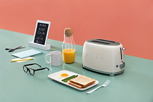 SMEG Tostador TSF01CREU, 950 W, Acero Inoxidable, 2 Ranuras, Crema