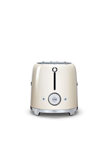 SMEG Tostador TSF01CREU, 950 W, Acero Inoxidable, 2 Ranuras, Crema