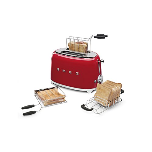 Smeg Tostador TSF01RDEU, 950 W, Acero Inoxidable, 2 Ranuras, rojo