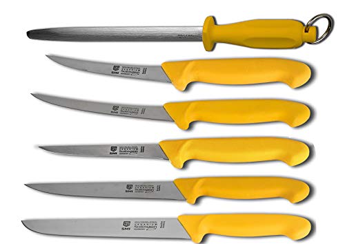SMI - 6 piezas Solingen cuchillo de carnicero profesional, cuchillo de carne, cuchillo de cocina, Cuchillo vegetal, utensilios de cocina acero inoxidable