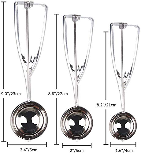 Smyidel Cuchara para Helado - 3 Pcs Inoxidable Cuchara para Helado Fabricante de Bolas de Hielo, Galleta, Masa, Bolas de Carne, Platos de Arroz, Cuchara para Helado (1)